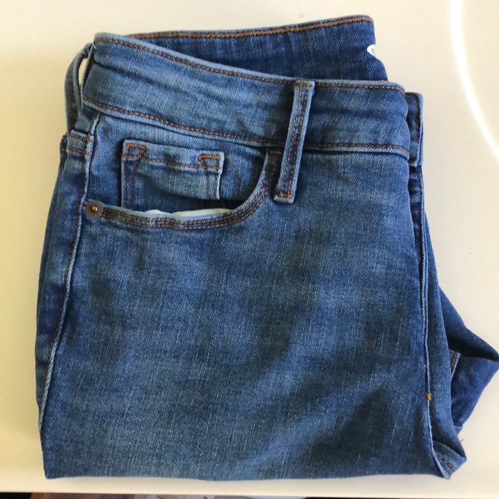 High waisted button fly jeans